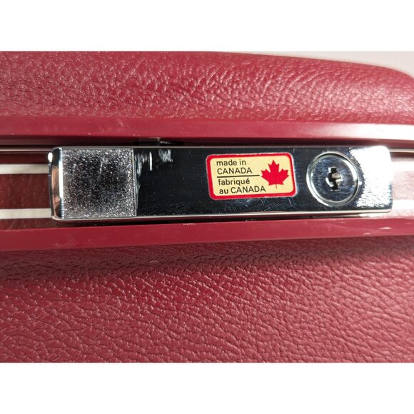 Dark Red Samsonite SATURN III train case + keys + tag + tray make-up storage box - Picture 2 of 10